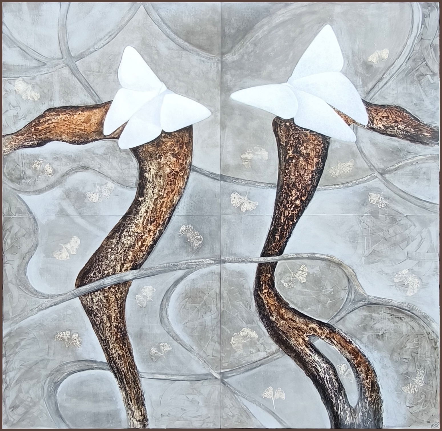 Akryl - Jsem z tebe na větvi!, 160x160cm